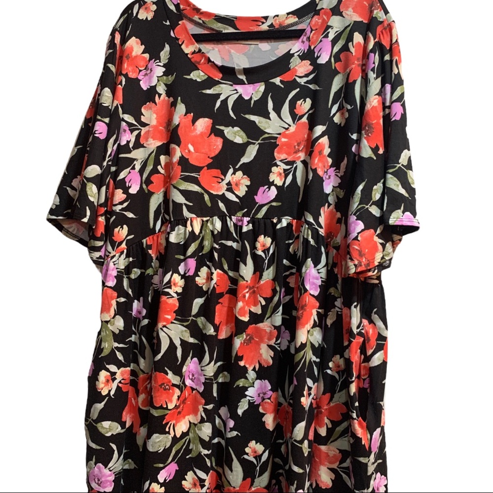 Haptics Dress Black Floral 2X NWOT